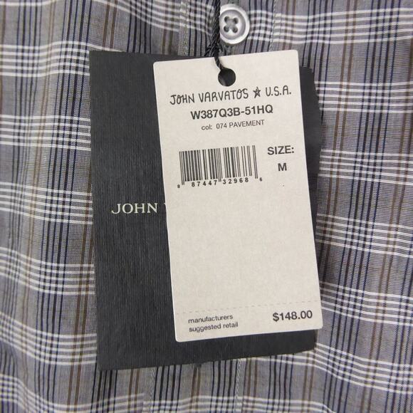 John Varvatos USA Shirt Mens SZ M Button Up Checkered Business Casual Dress NWT - Picture 2 of 12